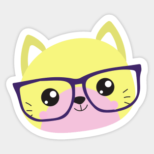 Hipster Cat, Cat With Glasses, Kitten, Cute Cat Sticker